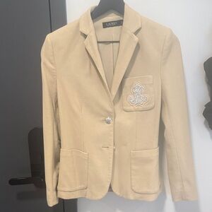 Ralph Lauren Beige Blazer with Embroidered Logo